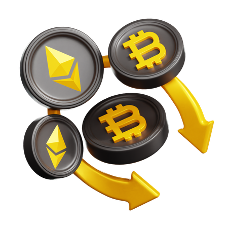 Bitcoin ethereum abajo  3D Icon