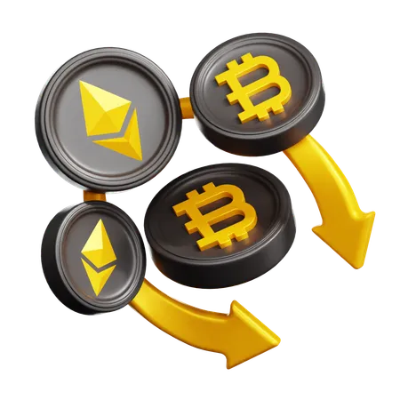 Bitcoin ethereum abajo  3D Icon