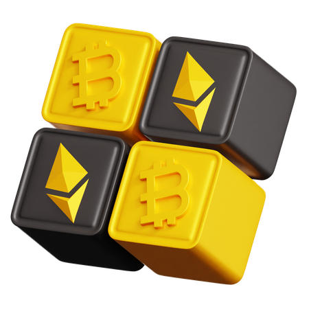 Ethereum Bitcoin Block  3D Icon