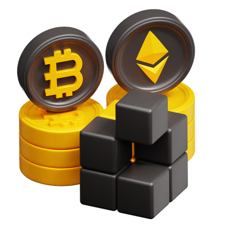 Cadena de bloques ethereum bitcoin  3D Icon