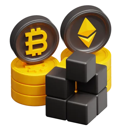 Ethereum Bitcoin Blockchain  3D Icon