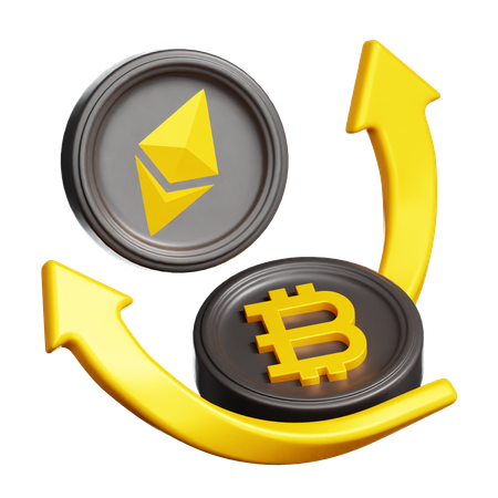 Ethereum Bitcoin increase  3D Icon