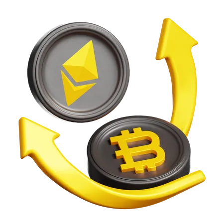 Ethereum Bitcoin increase  3D Icon