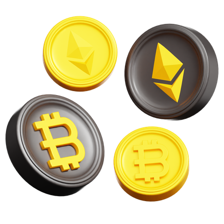 Transactions Bitcoin et Ethereum  3D Icon