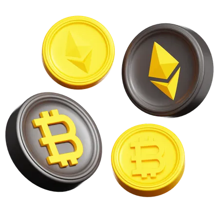 Transactions Bitcoin et Ethereum  3D Icon