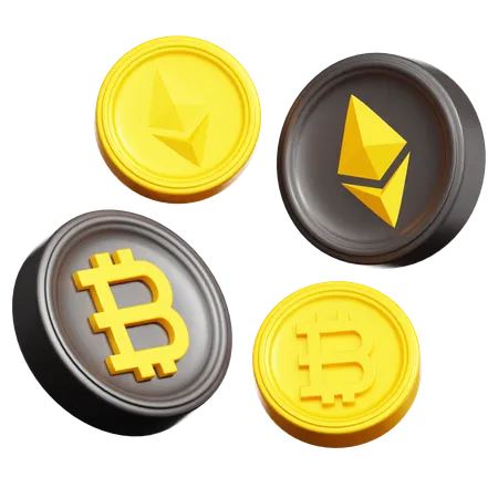 Ethereum Bitcoin transactions  3D Icon