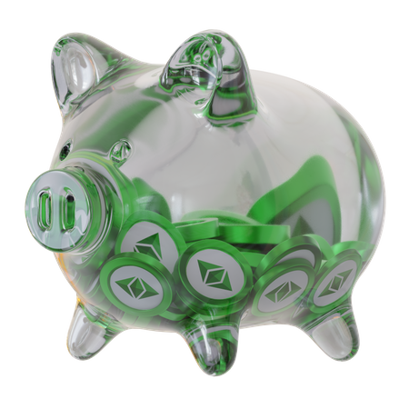 Ethereum Classic (ETC) Clear Glass Piggy Bank  3D Icon