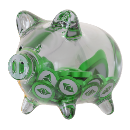 Ethereum Classic (ETC) Clear Glass Piggy Bank 3D Icon