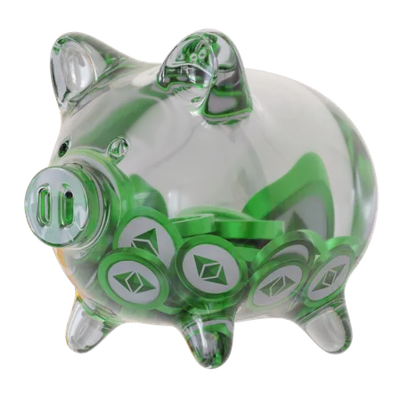 Ethereum Classic (ETC) Clear Glass Piggy Bank 3D Icon
