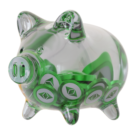 Tirelire en verre transparent Ethereum Classic (ETC)  3D Icon