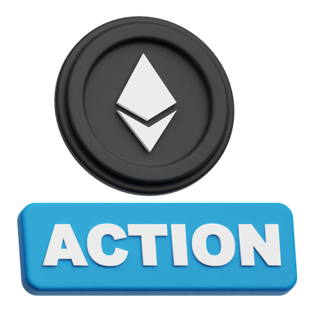 Ethereum Coin action  3D Icon