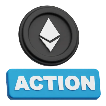 Ethereum Coin action  3D Icon