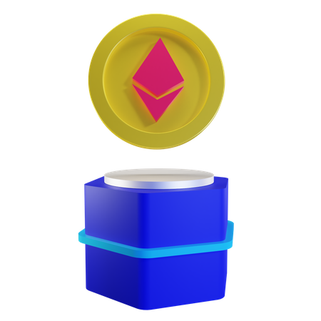 Ethereum Coin On Podium 3D Illustration