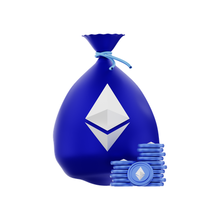 Ethereum Coin Sack  3D Illustration