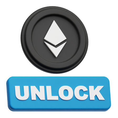 Ethereum Coin unlock  3D Icon