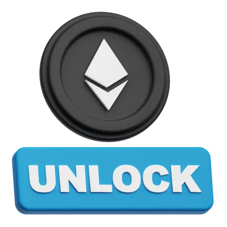 Ethereum Coin unlock  3D Icon