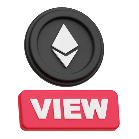 Ethereum Coin view  3D Icon