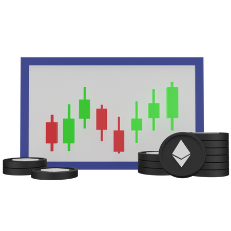 Ethereum Coin with Candlestick  3D Icon