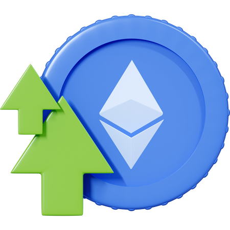 Ethereum Coin With Green Up Arrow  3D Icon