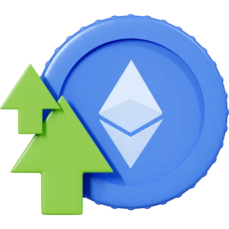 Ethereum Coin With Green Up Arrow  3D Icon