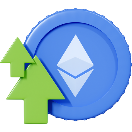 Ethereum Coin With Green Up Arrow 3D Icon