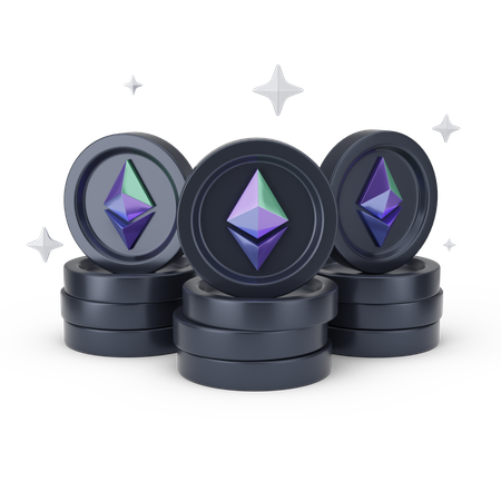 Pièces d'Ethereum  3D Icon