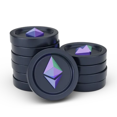 Pièces d'Ethereum  3D Icon