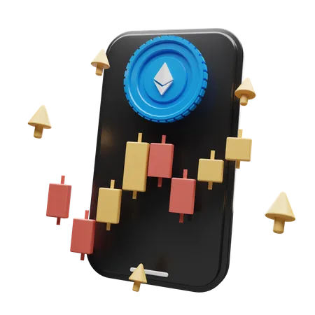 Ethereum Crypto App  3D Illustration