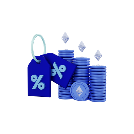 Ethereum Crypto Coin Discount  3D Illustration