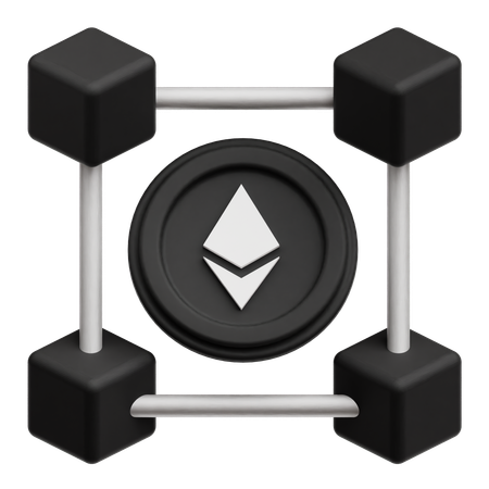 Ethereum Crypto Coin network  3D Icon