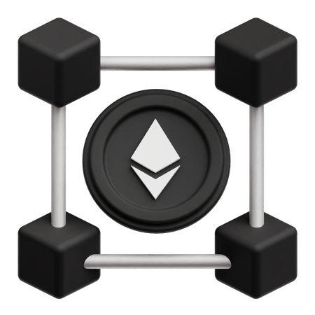 Ethereum Crypto Coin network  3D Icon