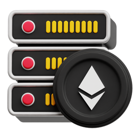 Ethereum Crypto Coin server  3D Icon