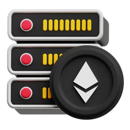 Ethereum Crypto Coin server  3D Icon