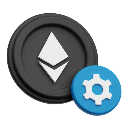 Ethereum Crypto Coin settings  3D Icon