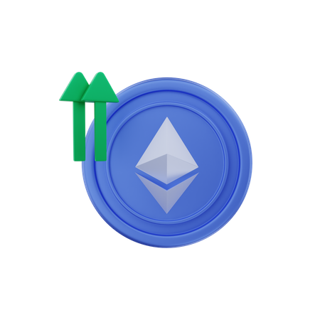 Ethereum Crypto Coin Trend Up Arrow  3D Illustration