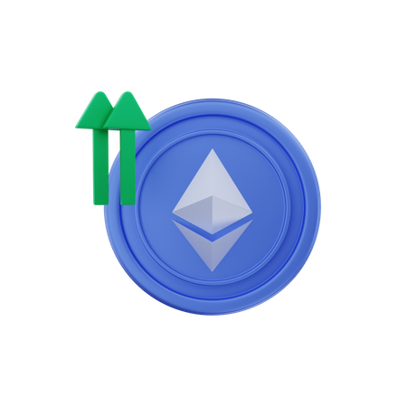 Ethereum Crypto Coin Trend Up Arrow 3D Illustration
