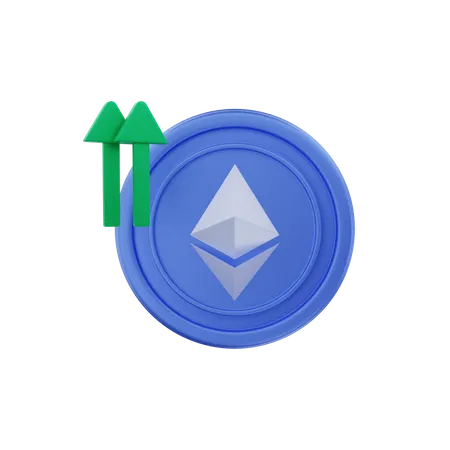Ethereum Crypto Coin Trend Up Arrow 3D Illustration