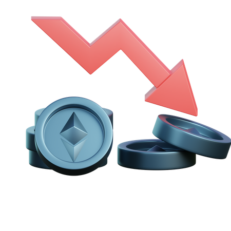 Ethereum Down  3D Icon