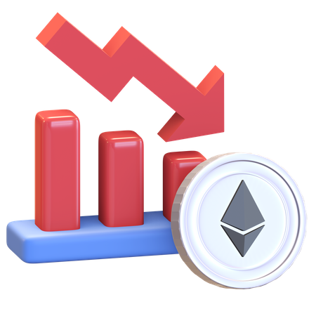 Ethereum Down Graph  3D Illustration