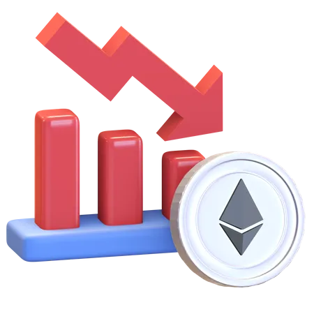 Ethereum Down Graph  3D Illustration