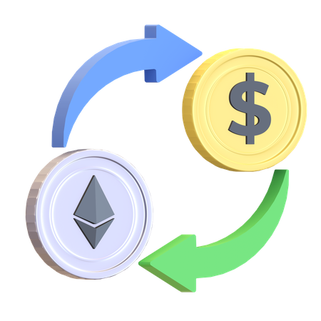 Ethereum en dollar  3D Illustration