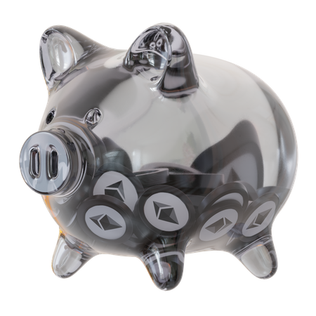 Ethereum (ETH) Clear Glass Piggy Bank  3D Icon