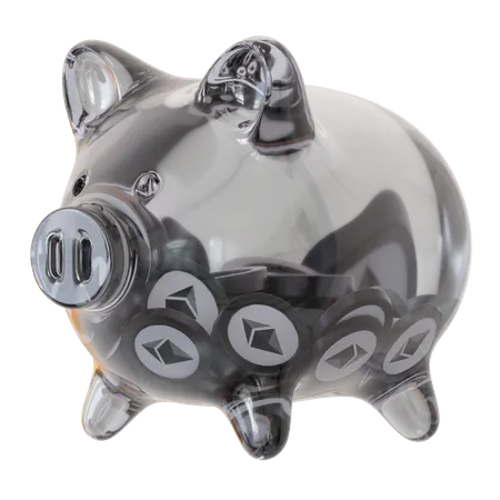 Ethereum (ETH) Clear Glass Piggy Bank  3D Icon