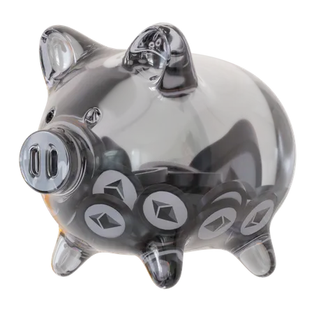 Ethereum (ETH) Clear Glass Piggy Bank 3D Icon