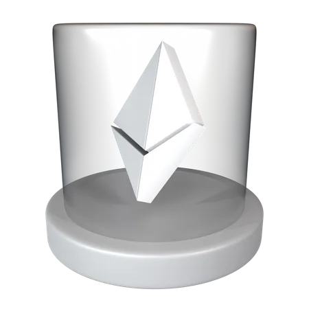 Ethereum ETH Kryptomunze Im Glasbehalter 3D Illustration