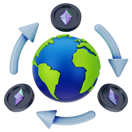 Ethereum global  3D Icon