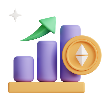 Ethereum growth chart  3D Illustration