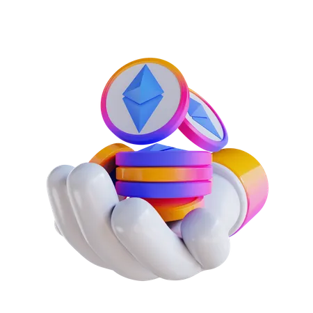 3 D Illustration Ethereum Coin Stack Handrails 3D Icon