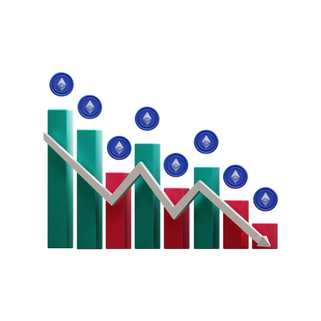 Ethereum-Investitionsrückgang  3D Illustration