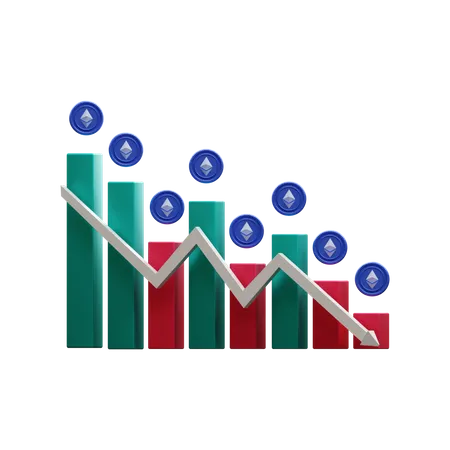 Ethereum-Investitionsrückgang  3D Illustration